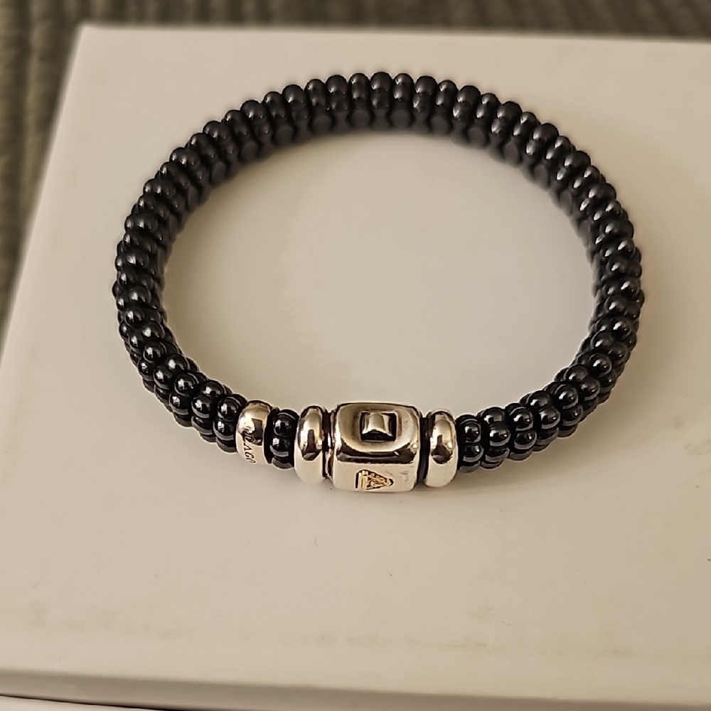 LAGOS black ceramic sterling silver size 6.5